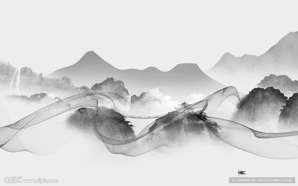 别墅意境新山水画 TIF分层