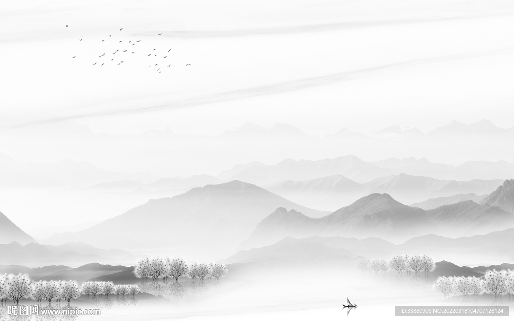 简约意境新山水画 TIF分层