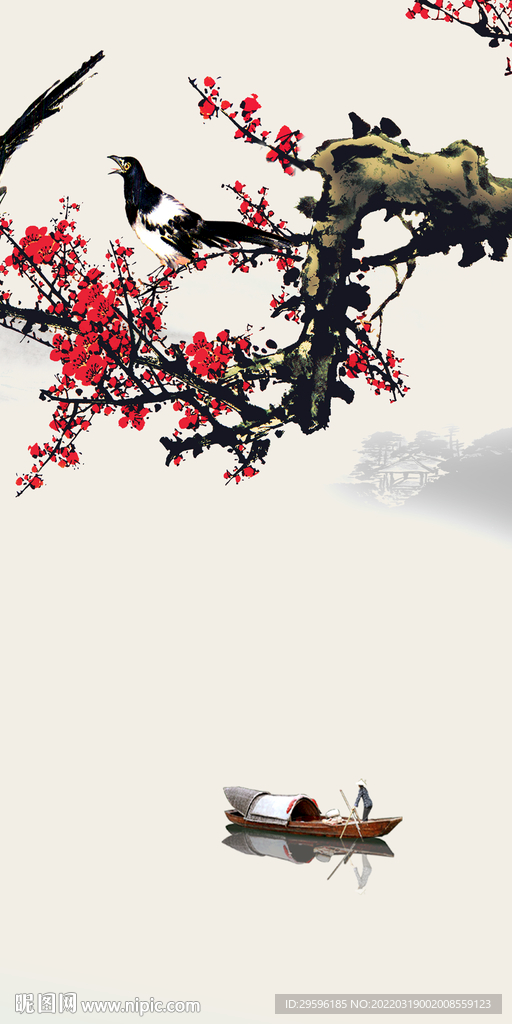 国画山水别墅玄关 tif分层