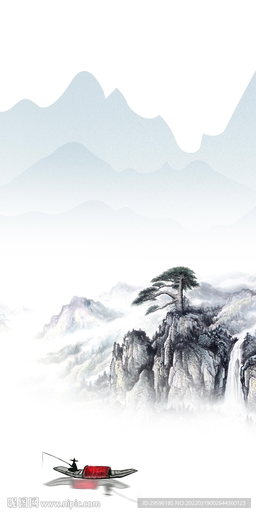 意境山水玄关框画 tif分层