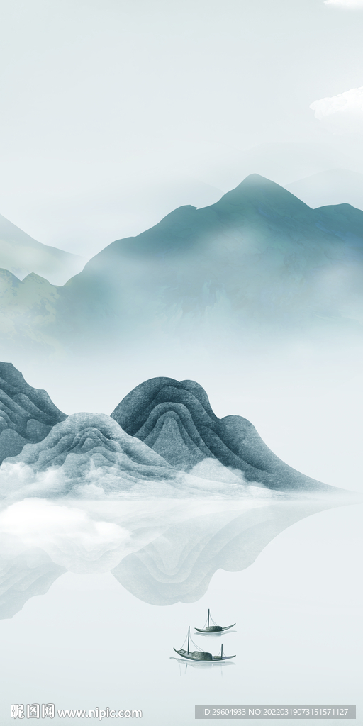 人气水墨山水玄关 TIF分层