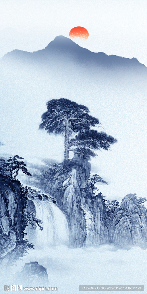 爆款山水无框玄关 TIF分层