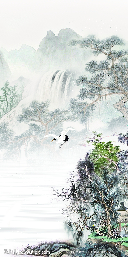 国画 山水无框玄关 TIF分层