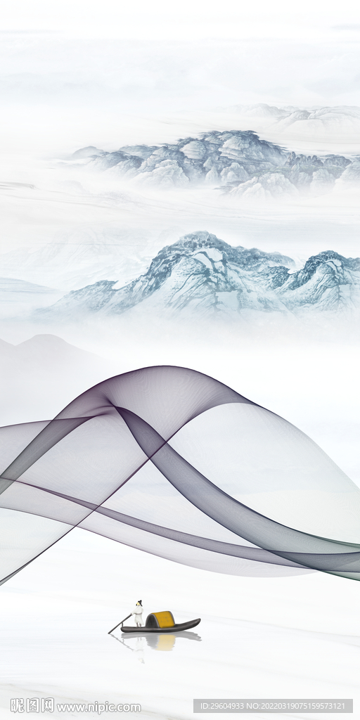 最新山水无框玄关 TIF分层