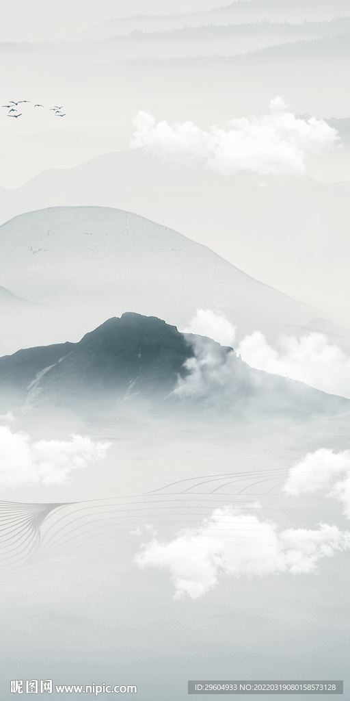 高清 山水无框玄关 TIF分层