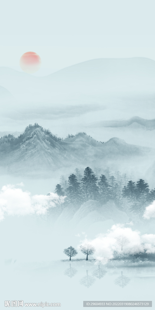 水墨山水无框玄关 TIF分层