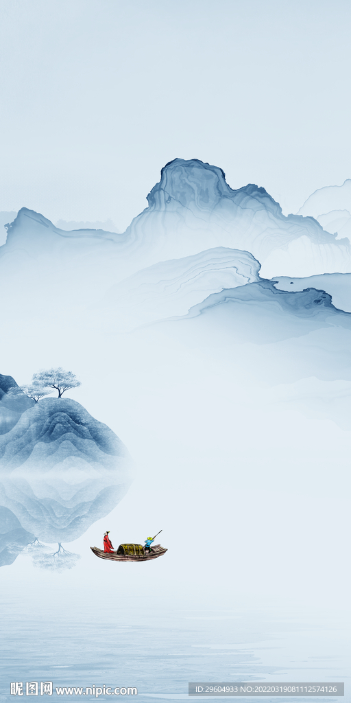 爆款 墙画山水玄关 TIF分层