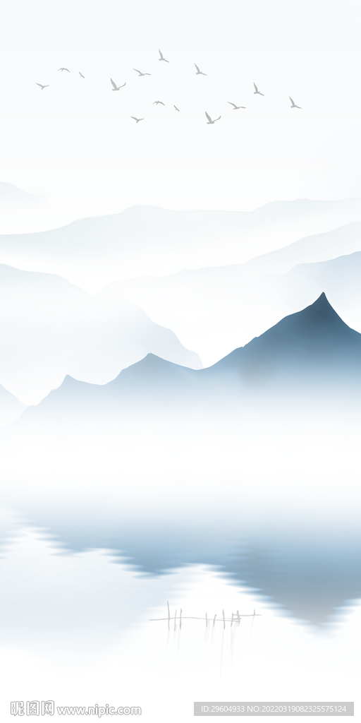 中式 墙画山水玄关 TIF分层