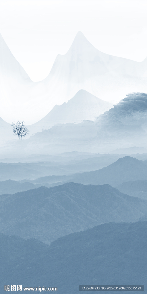 水墨 墙画山水玄关 TIF分层