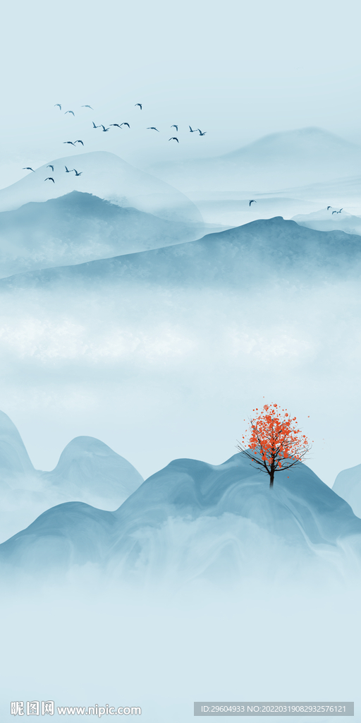 高端 墙画山水玄关 TIF分层