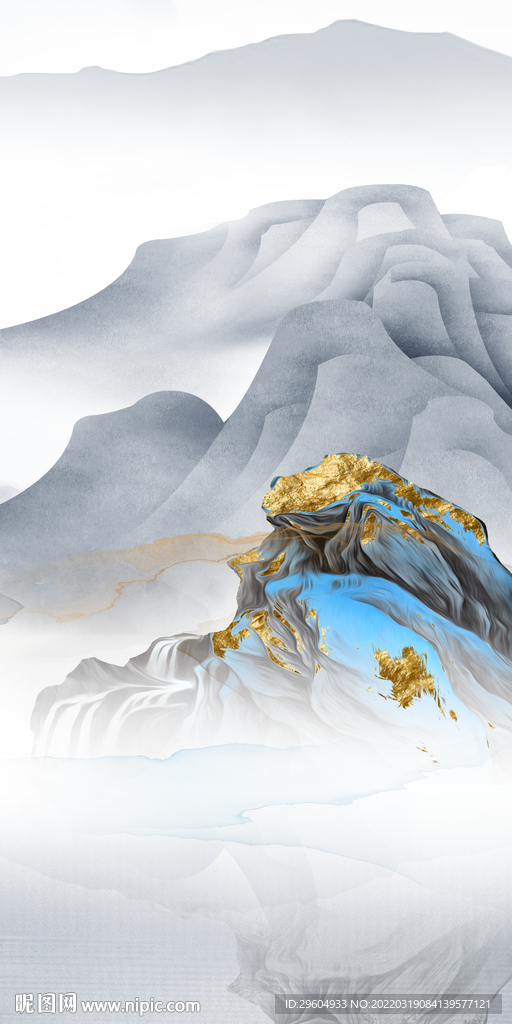 高档 山水无框玄关 TIF分层