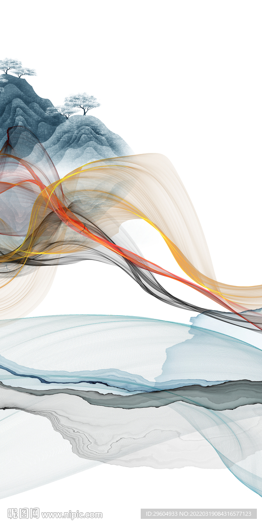 高档 墙画山水玄关 TIF分层