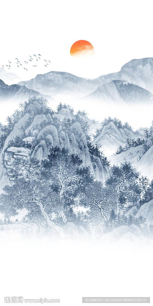 中国风玄关意境山水 TIF分层