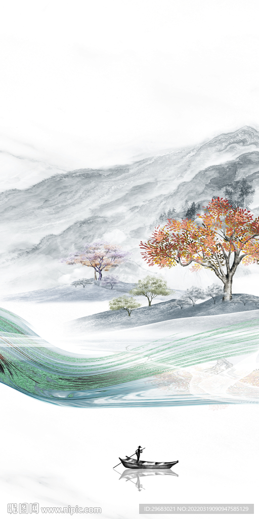 中国风意境新款山水 TIF分层