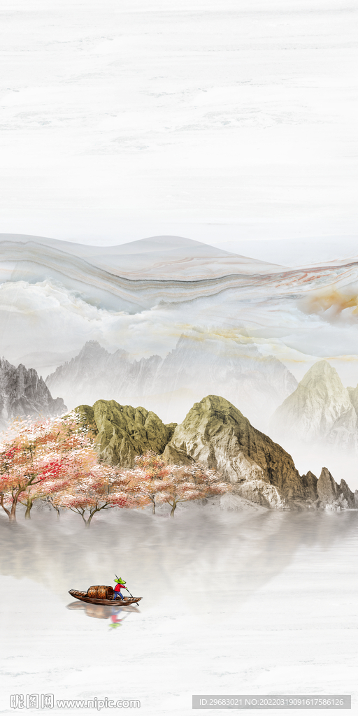 现代玄关意境山水 TIF分层