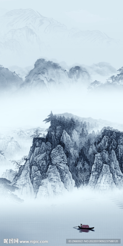 新中式意境新款山水 TIF分层