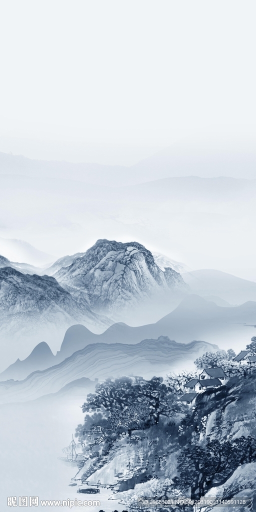 最新 玄关意境山水 TIF分层