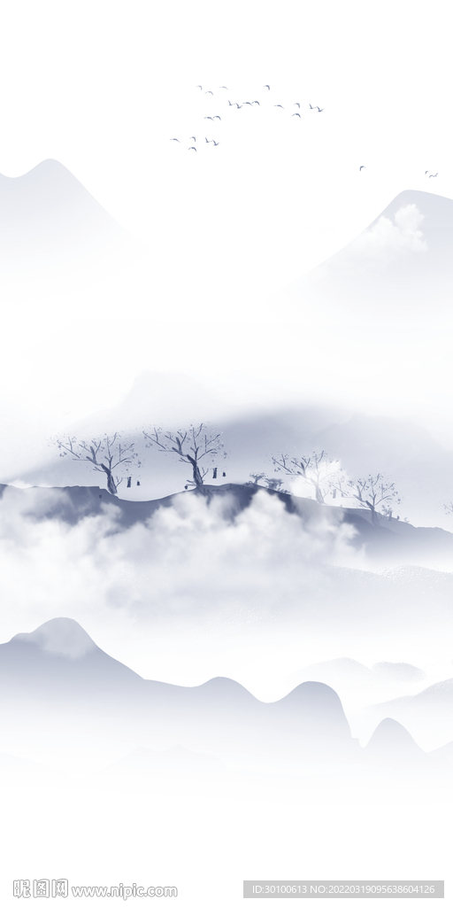 别墅山水画背景图 tif分层