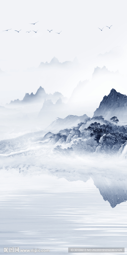 中式玄关框画山水 tif分层