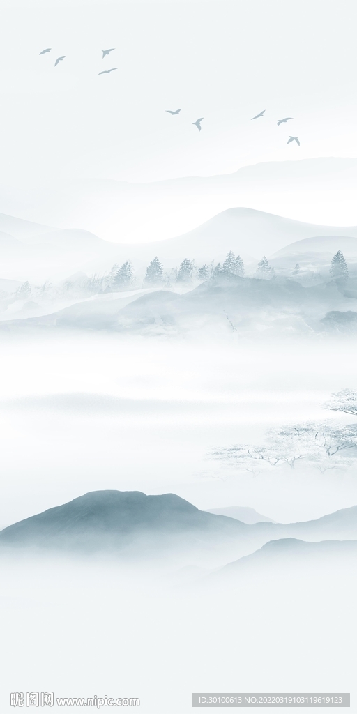 爆款 背景画新山水 tif分层