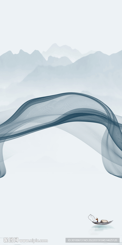 线条山水画背景图 tif分层