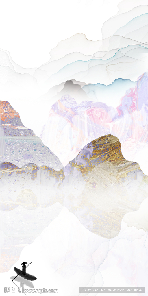 别墅背景画新山水 tif分层