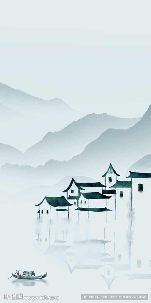 高清 背景画新山水 tif分层