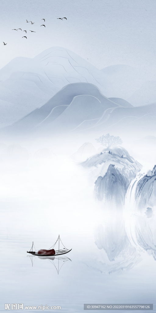 新品高端玄关山水 TIF分层