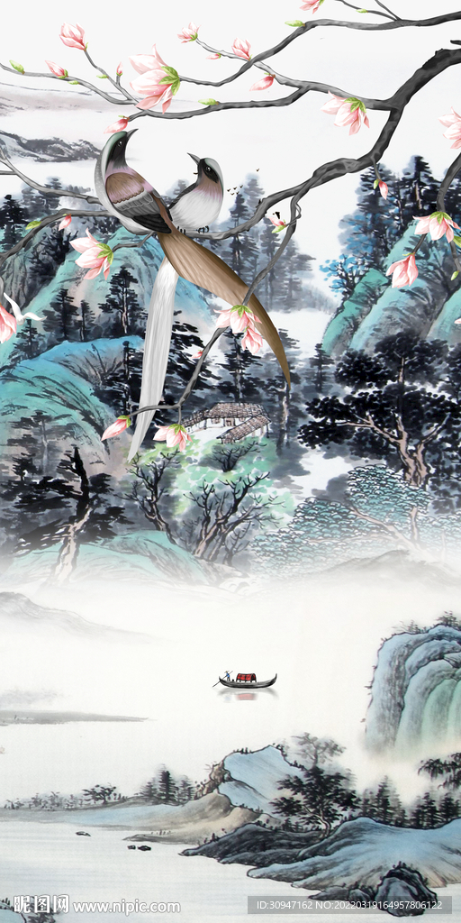 花鸟 高端玄关山水 TIF分层