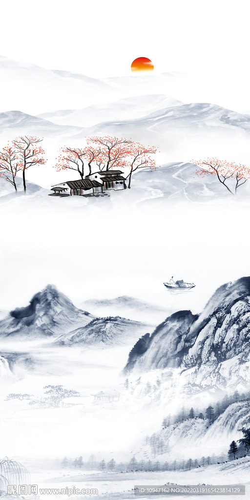 大气高端玄关山水 TIF分层