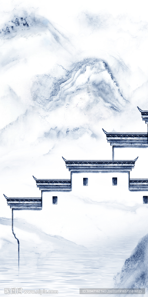 徽派玄关高档山水 TIF分层