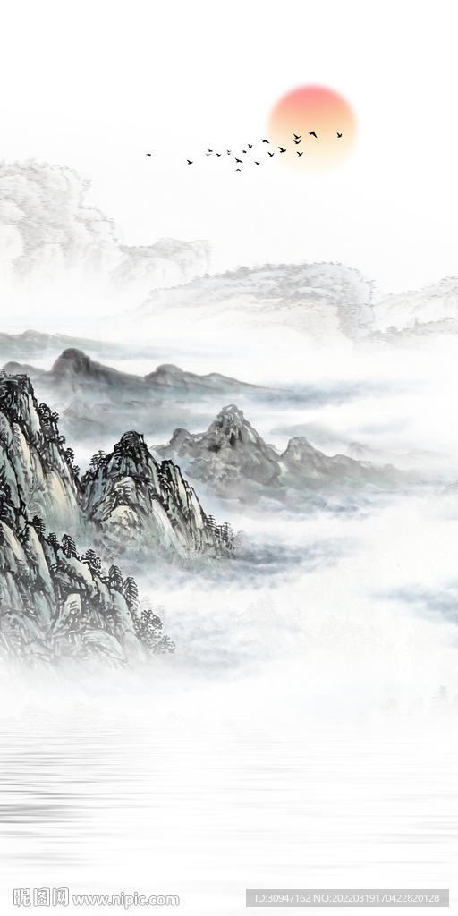 背景墙玄关高档山水 TIF分层