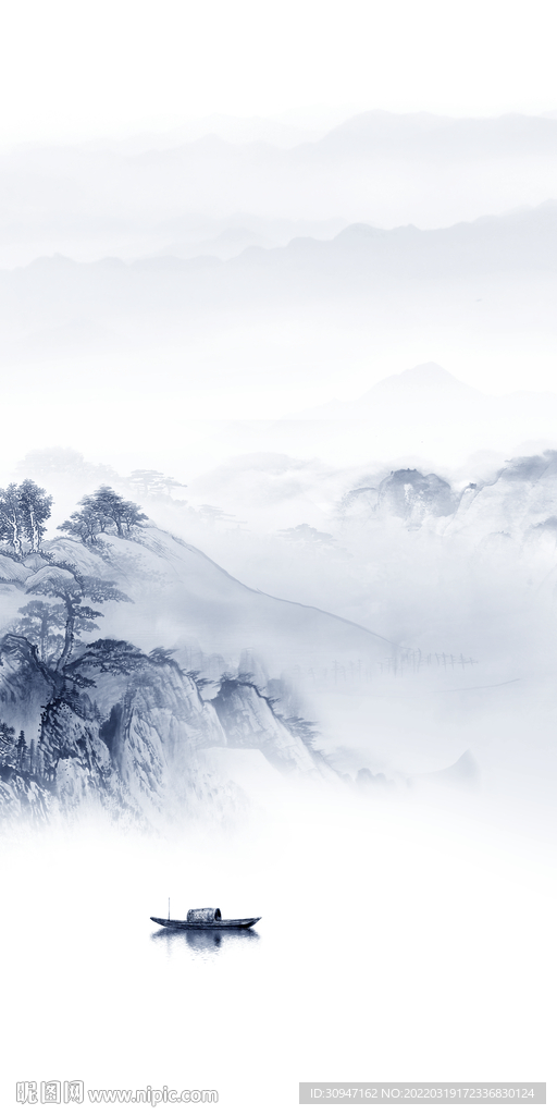 蓝色高档玄关框画 TIF分层