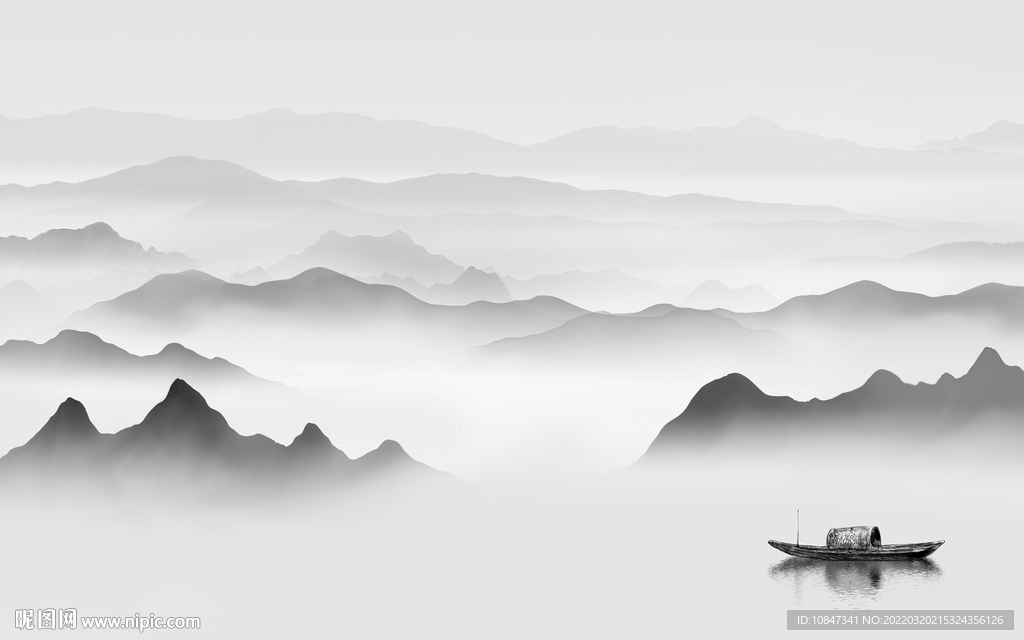 现代灰色山水 TIF分层