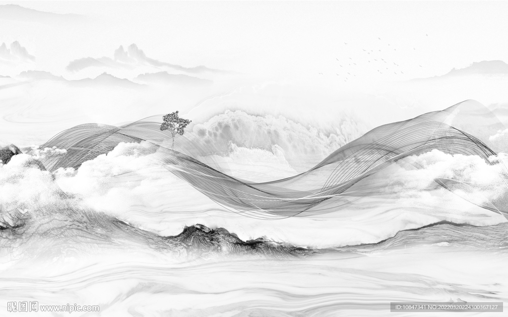 线条 热卖灰色山水 TIF分层