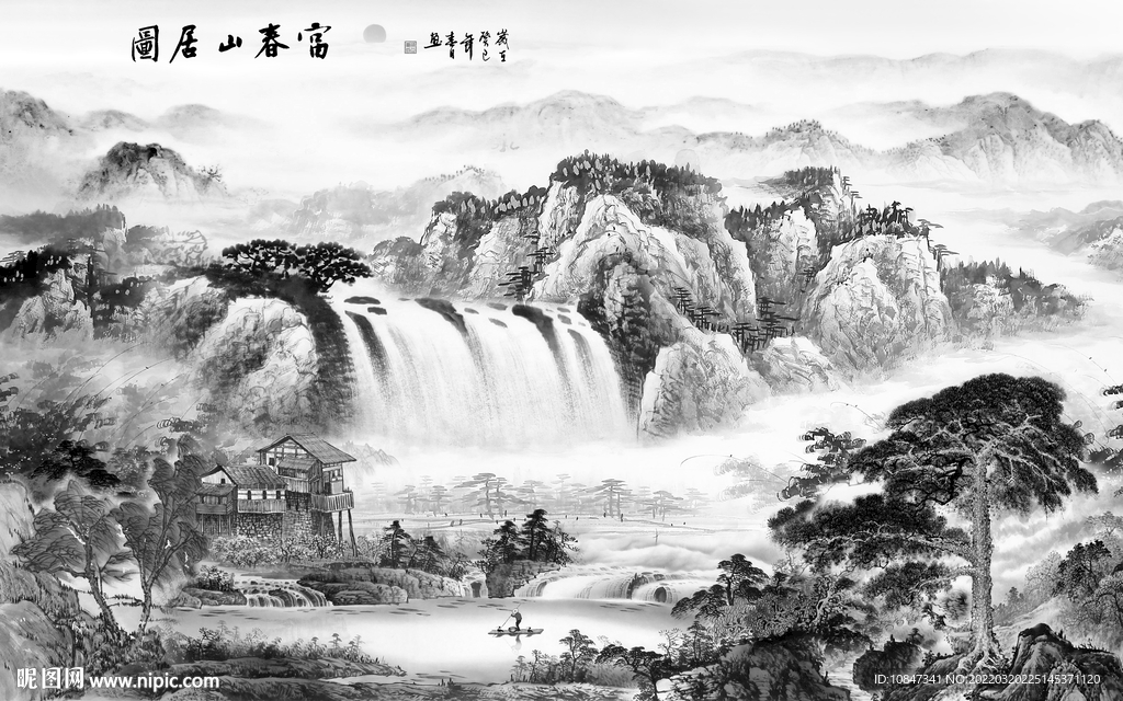 中式 热卖灰色山水 TIF分层