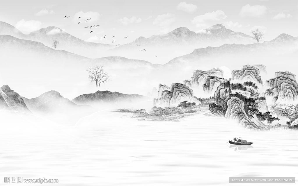 意境灰色高雅山水 TIF分层