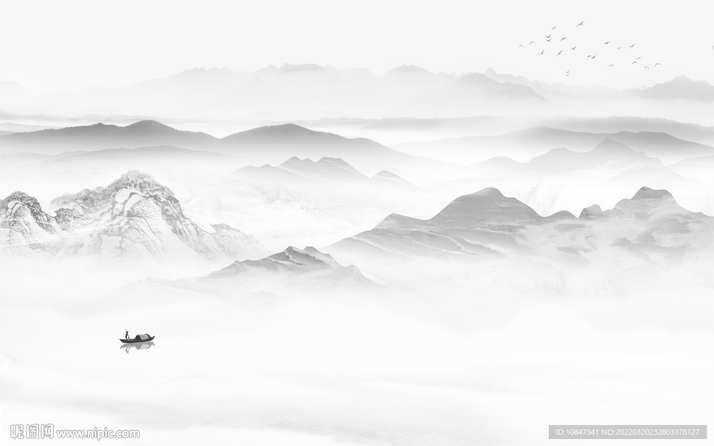 大气灰色高雅山水 TIF分层