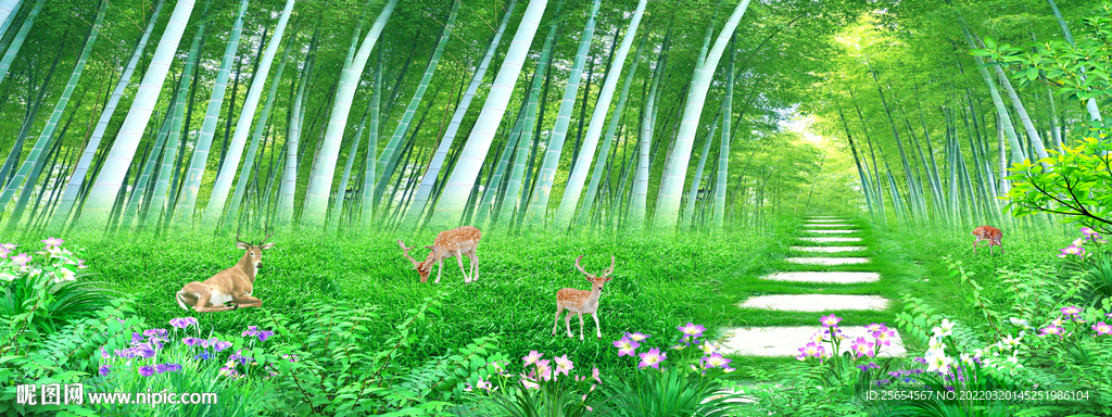 竹林风景无框画