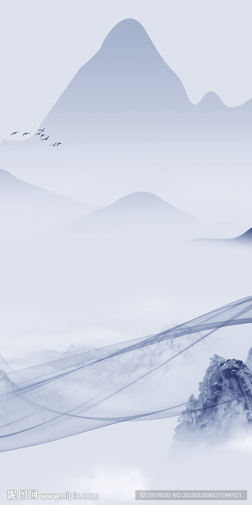 新中式意境玄关山水 TIF分层