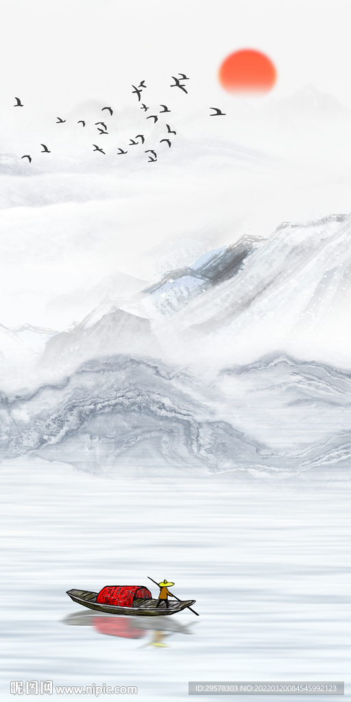 爆款意境玄关山水 TIF分层