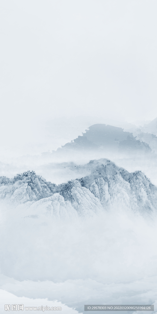 蓝色 中式背景玄关 TIF分层