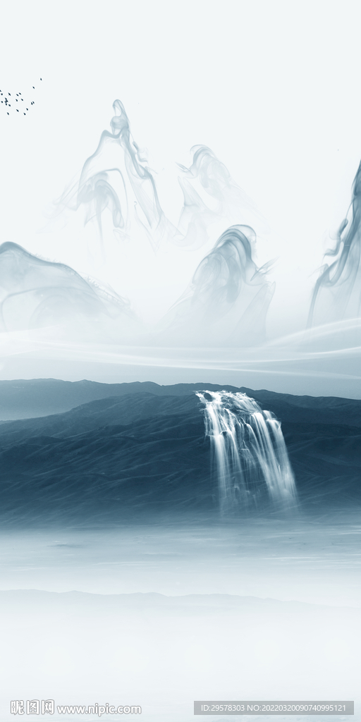 水墨 中式背景玄关 TIF分层