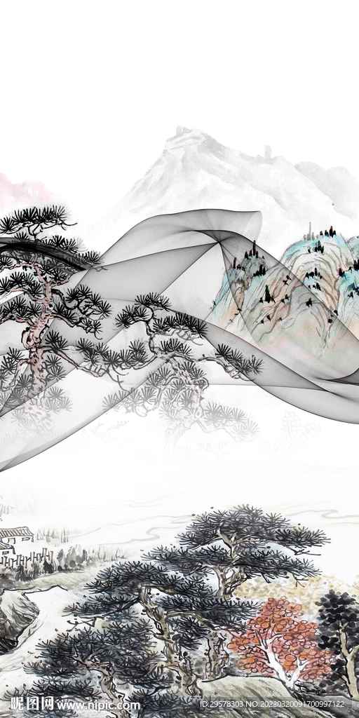 国画 最新山水玄关 TIF分层