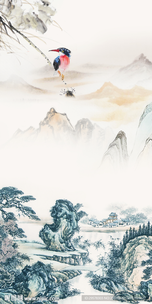 简约 最新山水玄关 TIF分层