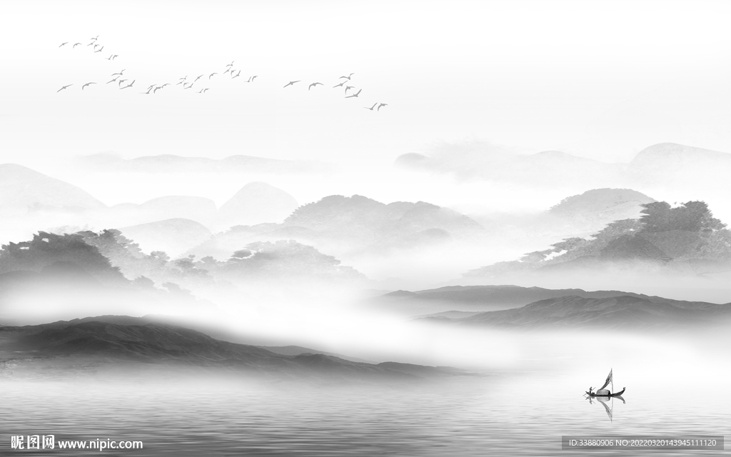 高清 客厅山水背景 tif分层