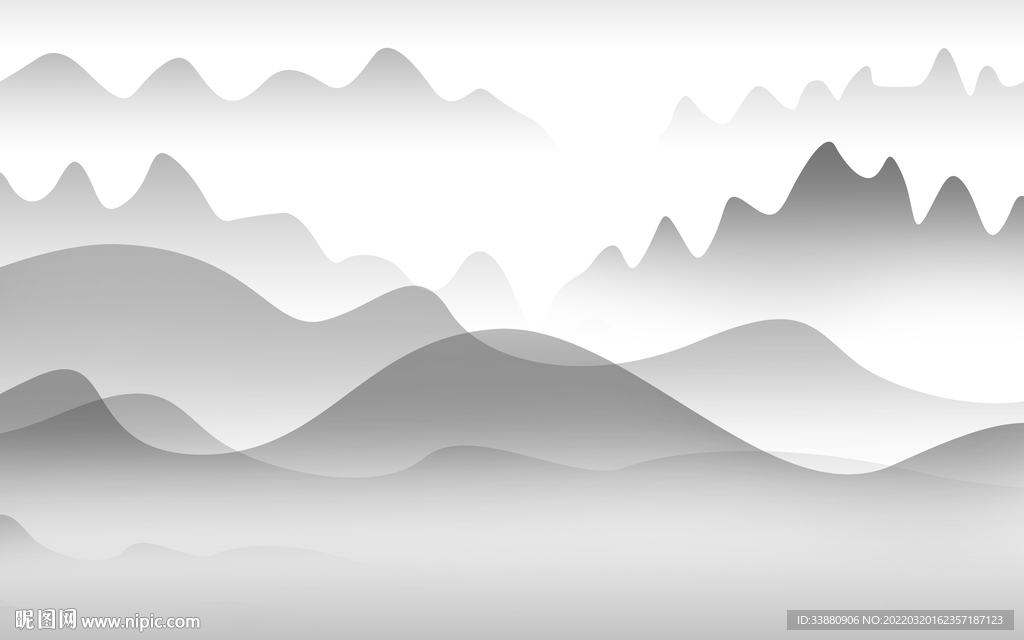 最新 客厅灰色山水 tif分层