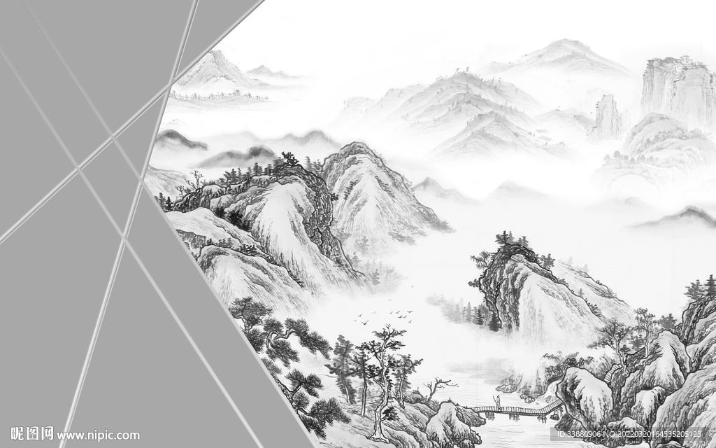 几何山水电视背景 tif分层