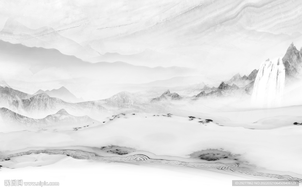 客厅最新灰色山水 tif分层