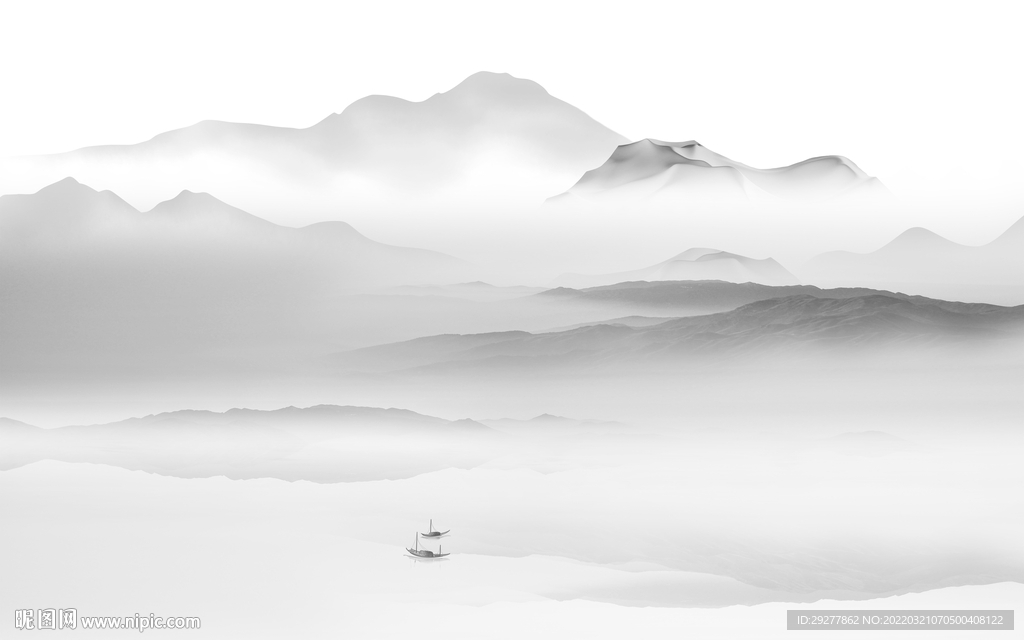 新款最新灰色山水 tif分层